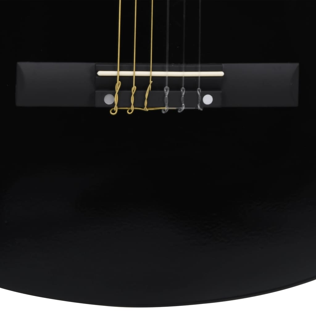8 Piece Classical Guitar Beginner Set Black 3/4 36"