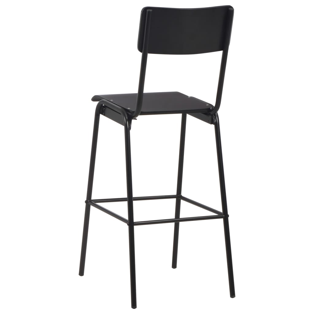 Bar Chairs 2 pcs Black Solid Plywood Steel