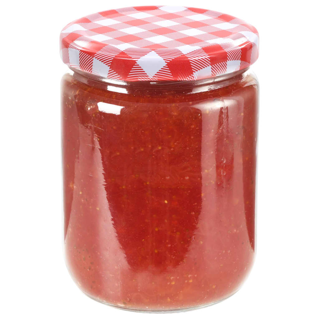 Glass Jam Jars with White and Red Lid 96 pcs 230 ml