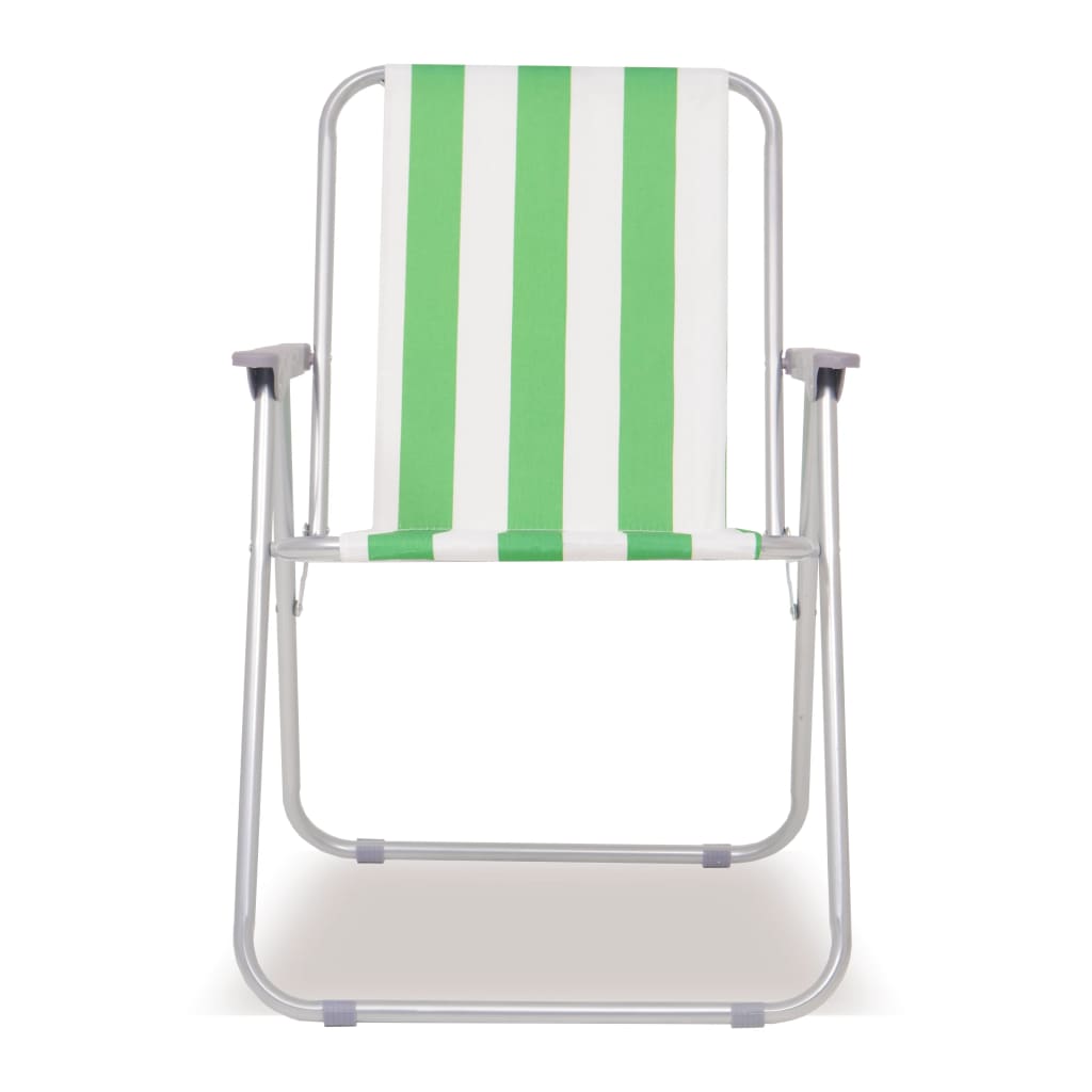Chaise pliable de camping 2 pcs Vert et blanc Acier 52x62x75 cm
