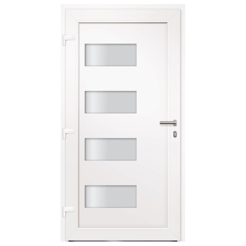 Front Door Aluminium and PVC White 100x210 cm