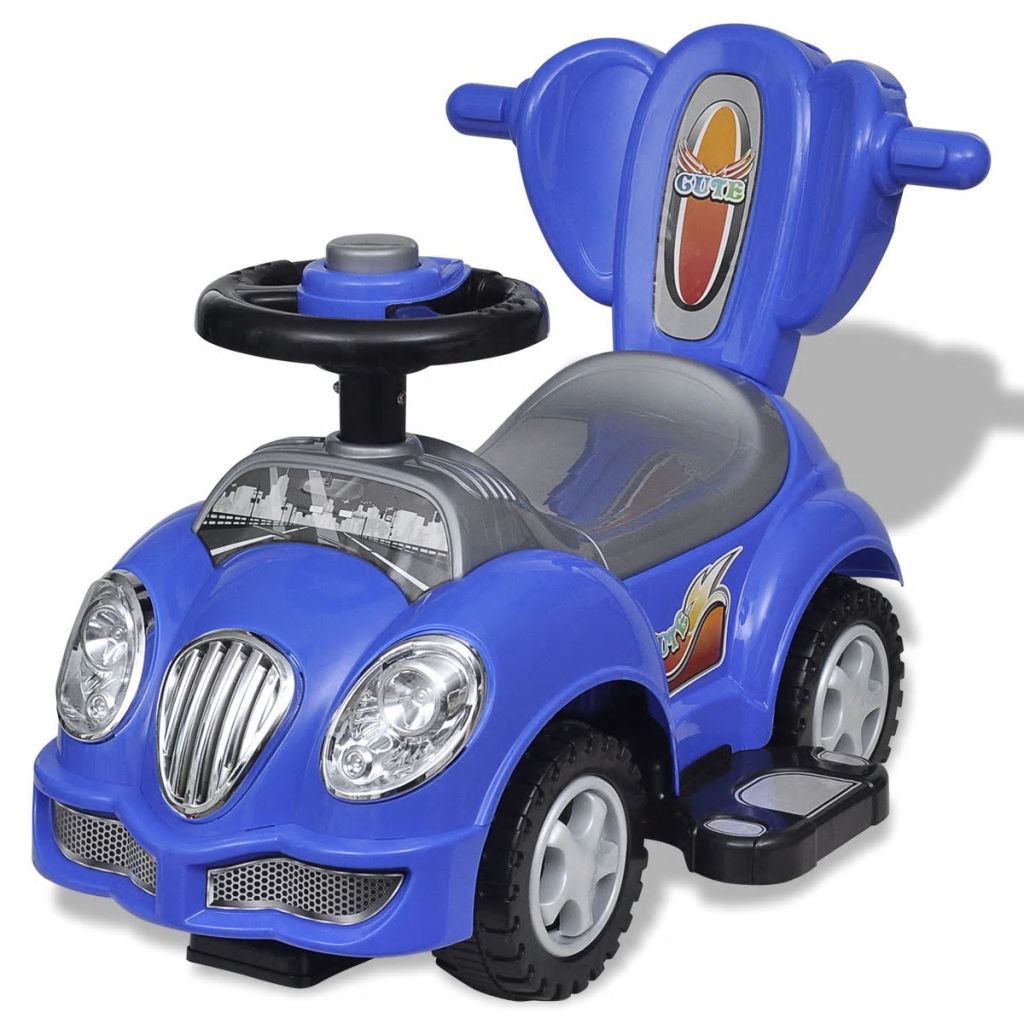 Blue Children's Ride-on Car with Push Bar