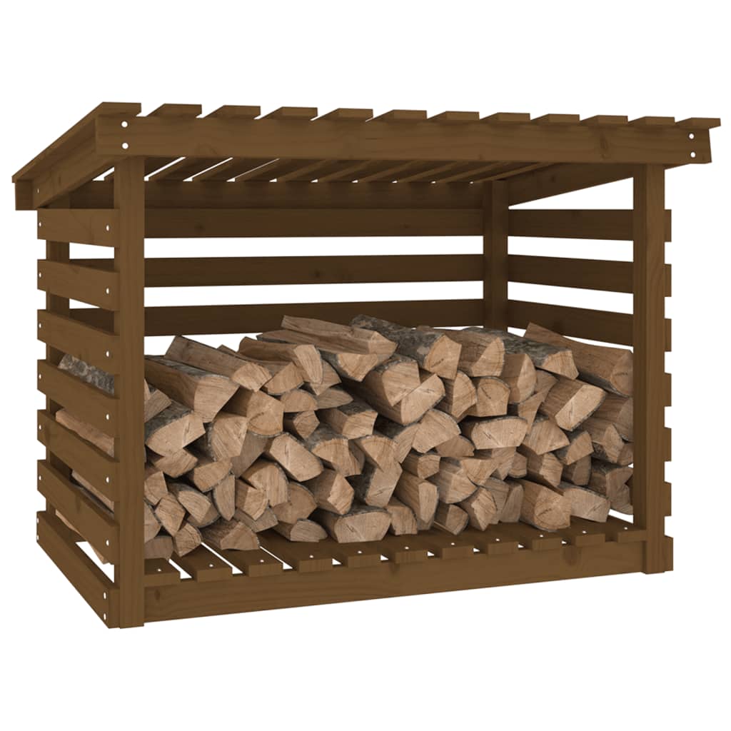 Firewood Rack Honey Brown 108x73x79 cm Solid Wood Pine