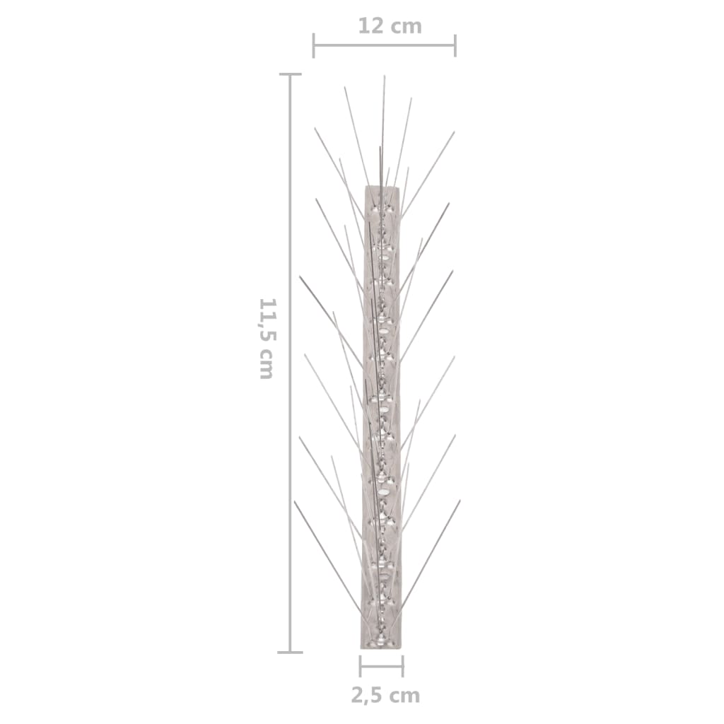 6-tlg. Vogelabwehr-Spikes-Set 3 m Edelstahl 5-reihig