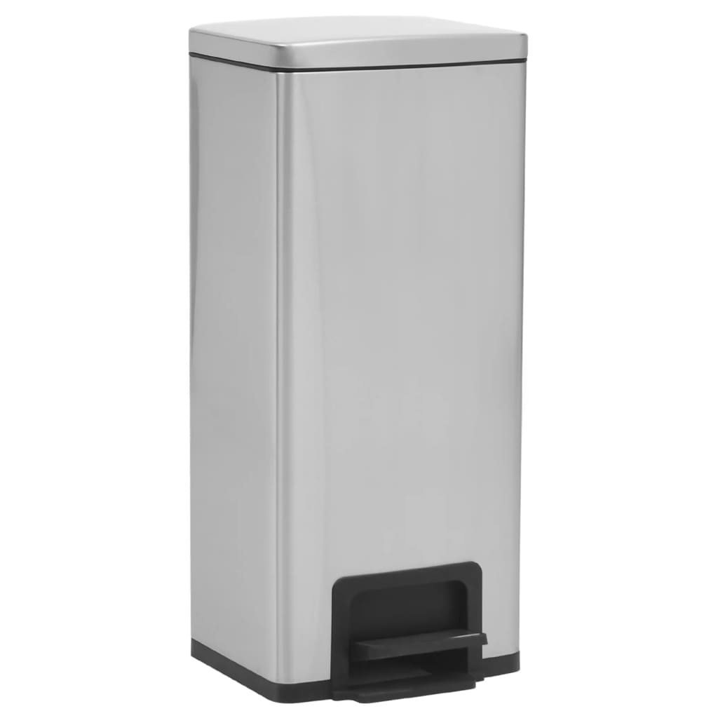 Dustbin with Pedal Anti-fingerprint 30L Silver Stainless Steel