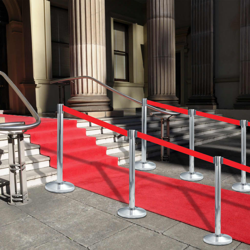 Stanchion with Belt Airport Barrier Stainless Steel Silver