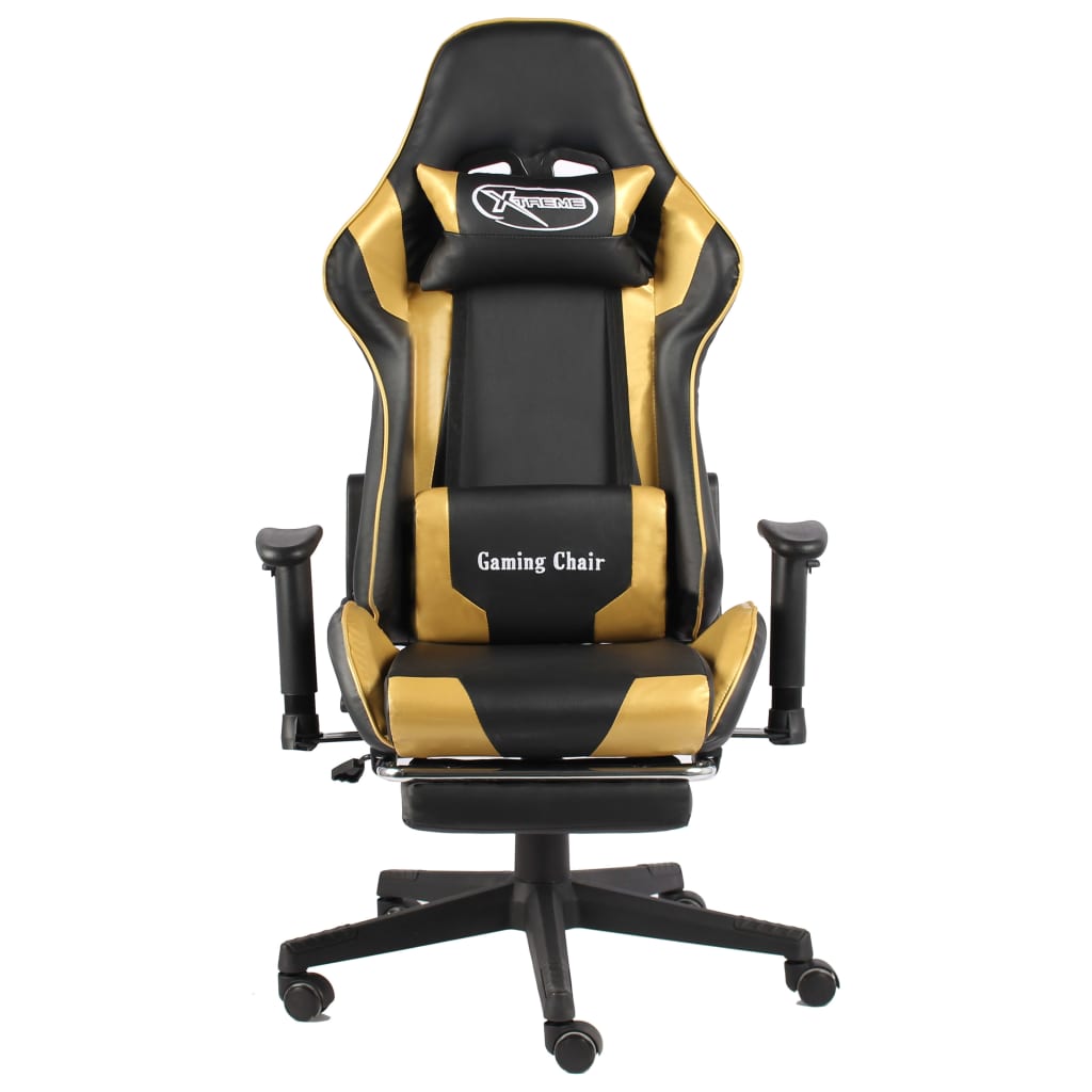 Gaming-Stuhl mit Fussstütze Drehbar Golden PVC