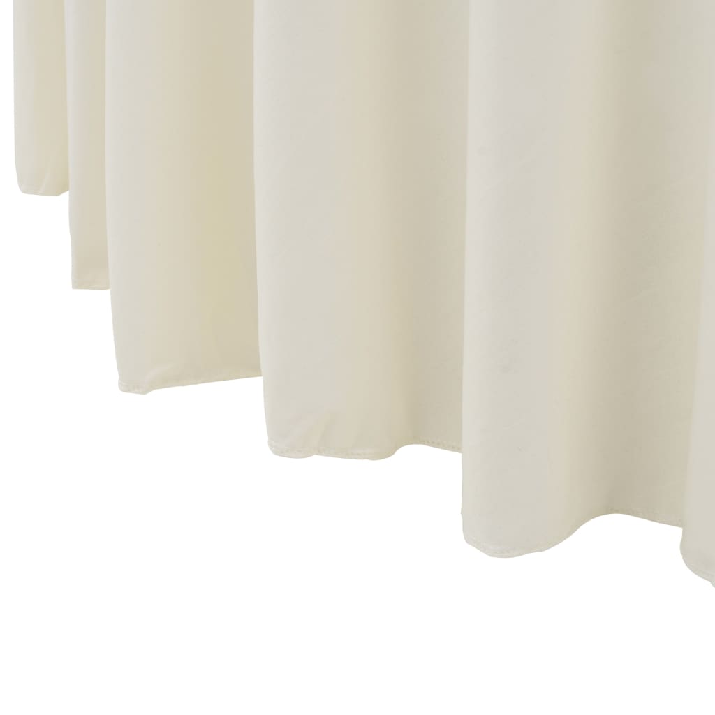 2 pcs Stretch Table Covers with Skirt 180x74 cm Cream
