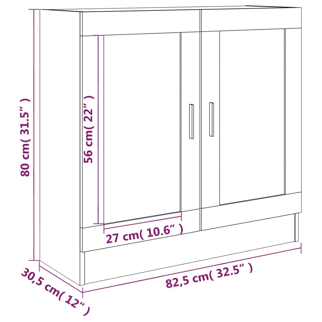 Armoire à vitrine Chêne fumé 82,5x30,5x80 cm Bois d'ingénierie
