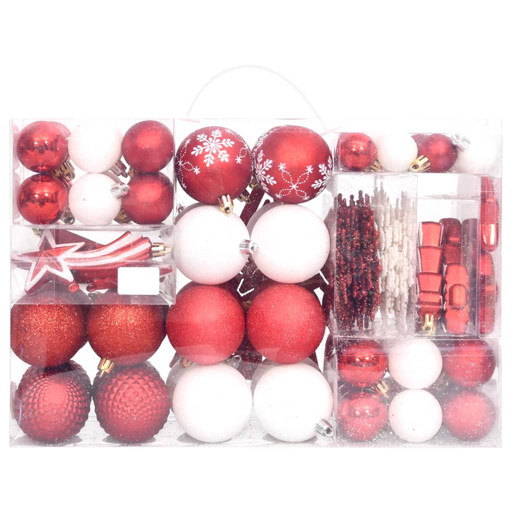 108 Piece Christmas Bauble Set Red and White