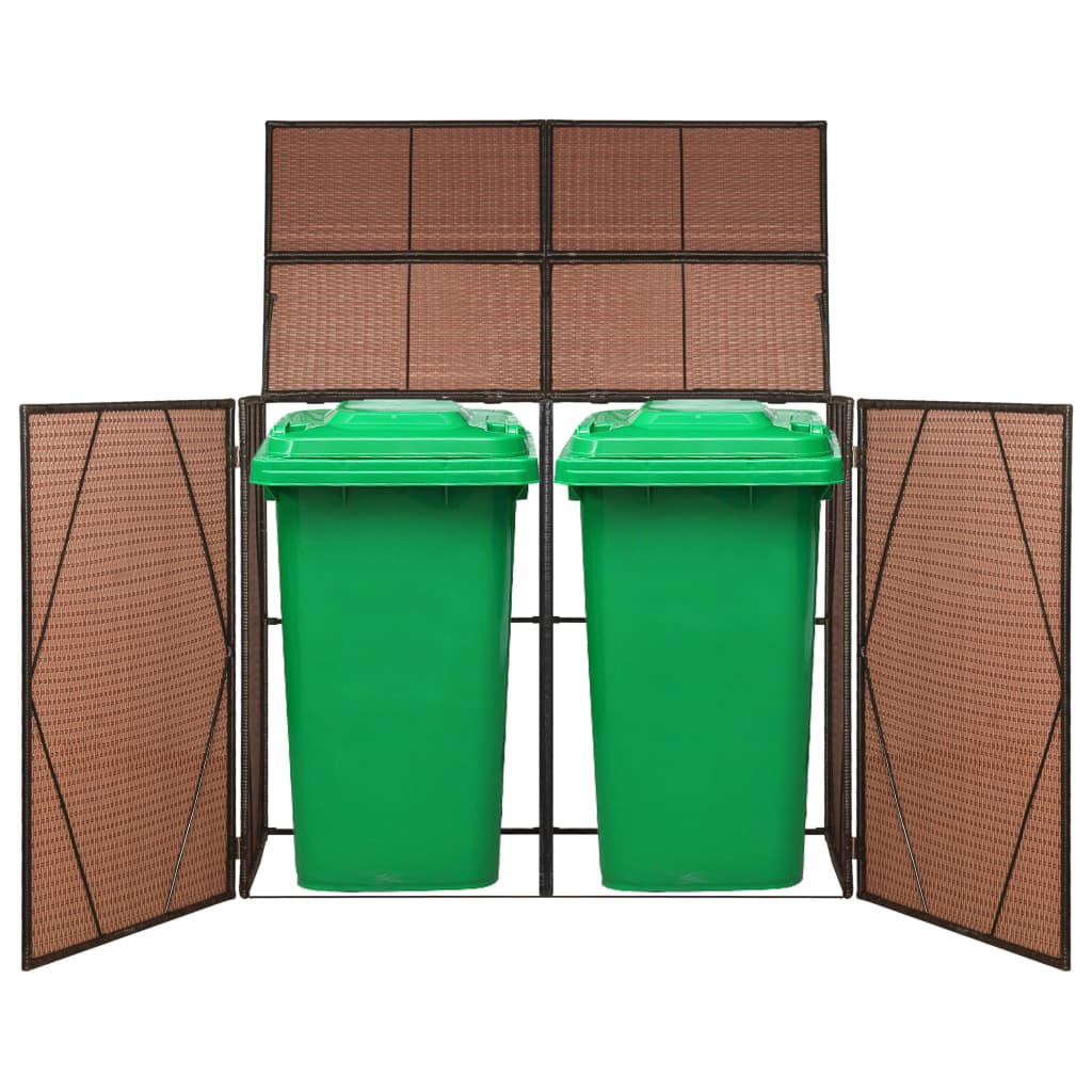 Mülltonnenbox für 2 Tonnen Braun 153 x 78 x 120 cm Poly Rattan