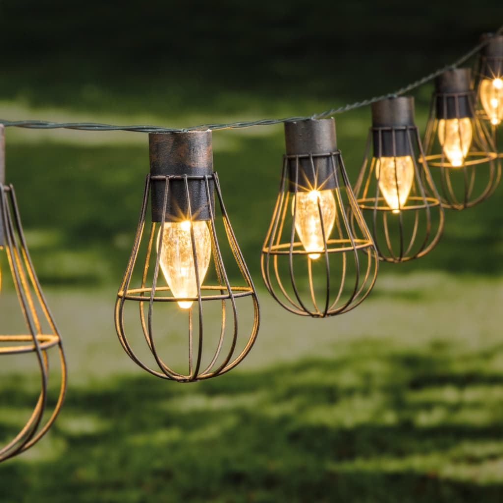 HI Guirlande lumineuse à LED solaire de jardin 10 ampoules 5,5 cm 
