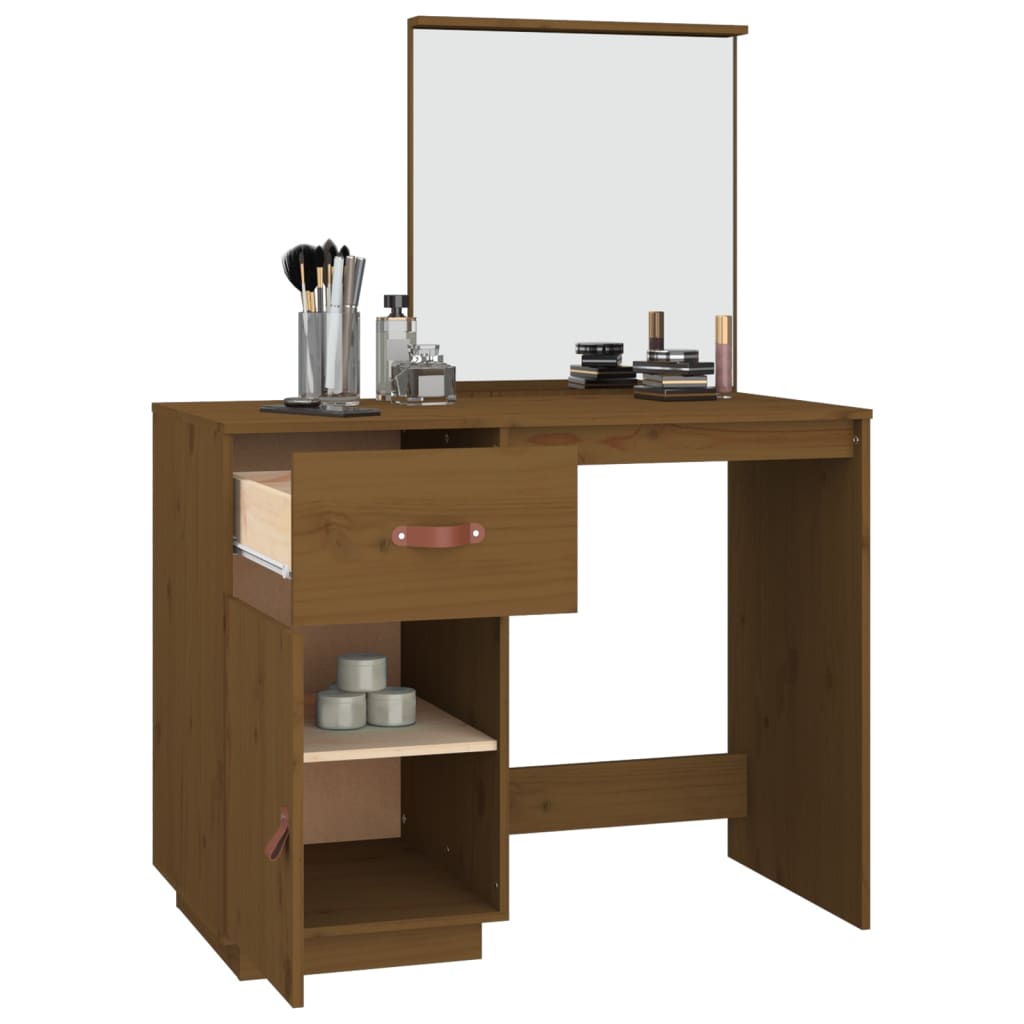 Dressing Table Honey Brown 95x50x134 cm Solid Wood Pine
