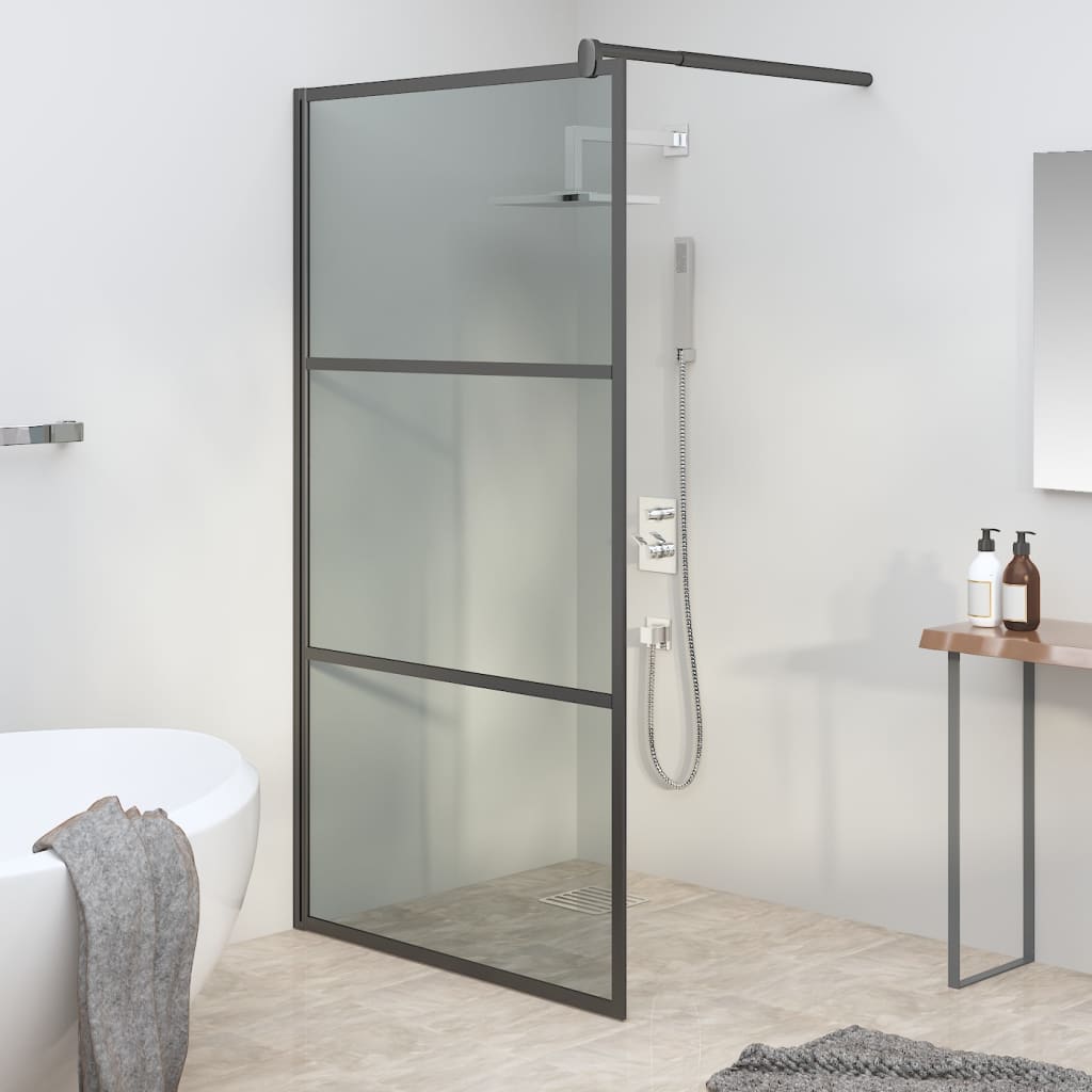 Walk-in Shower Wall 100x195cm Dark ESG Glass Black