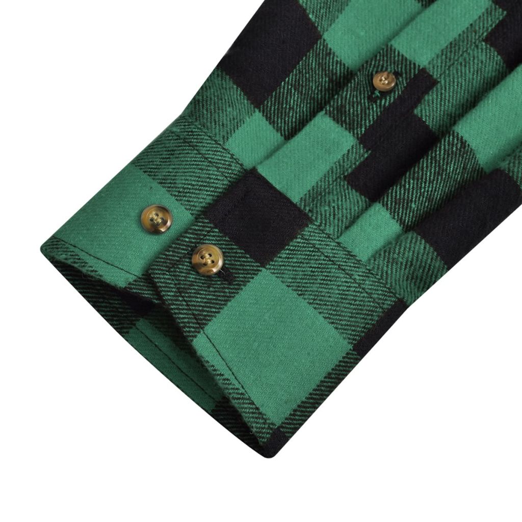 2 x Herren Arbeitshemd Holzfäller Flanellhemd kariert grün-schwarz XL