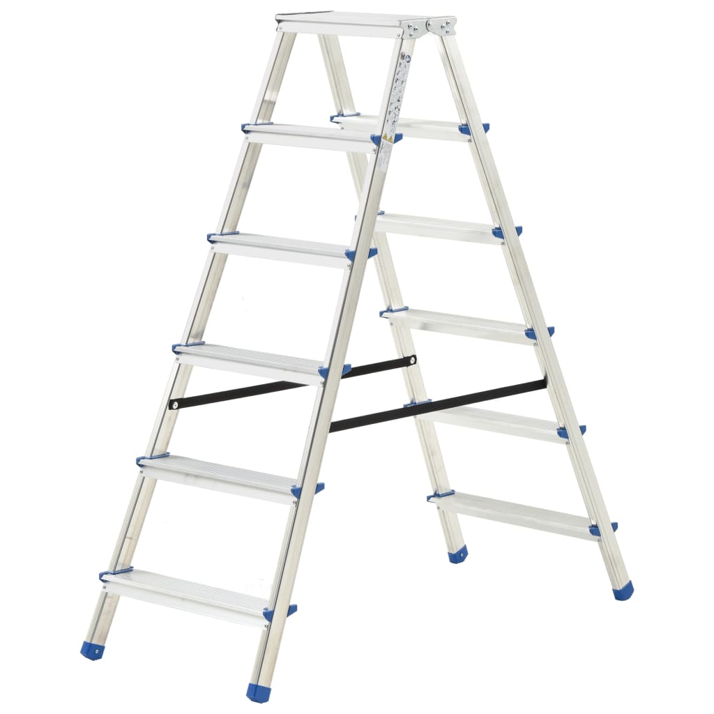 Aluminium Double-Sided Step Ladder 6 Steps 136 cm