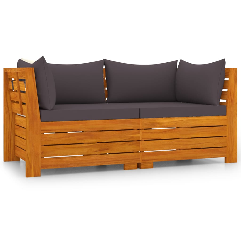 2-Seater Garden Sofa with Cushions Solid Acacia Wood