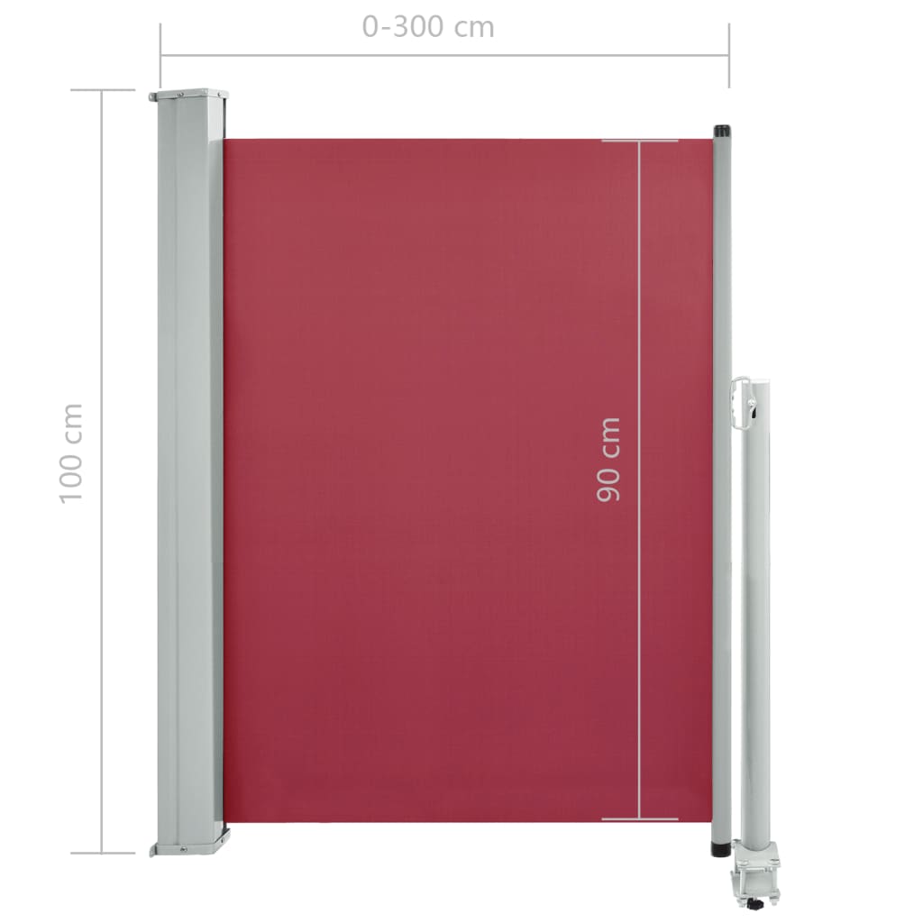 Ausziehbare Seitenmarkise 100x300 cm Rot