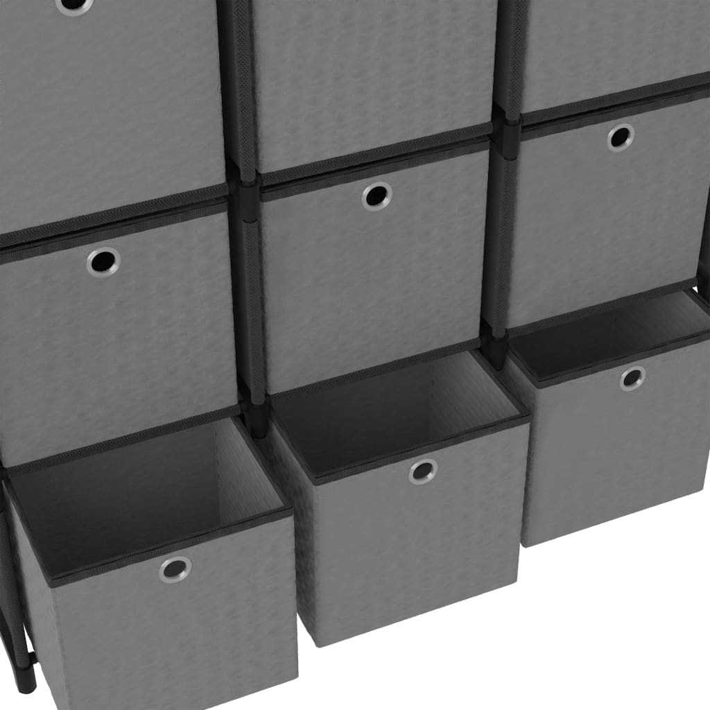 15-Cube Display Shelf with Boxes Black 103x30x175.5 cm Fabric