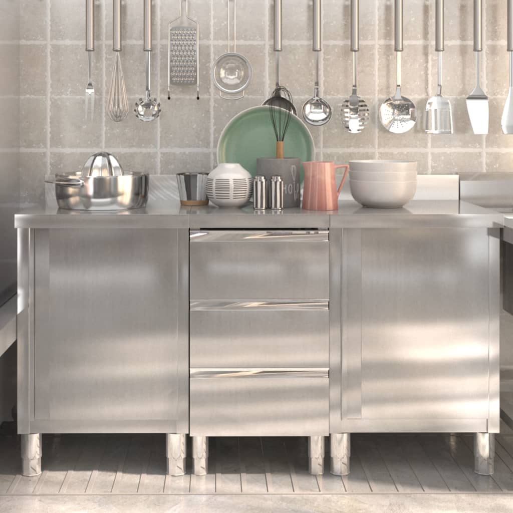 Commercial Kitchen Cabinets 3 pcs Stainless Steel