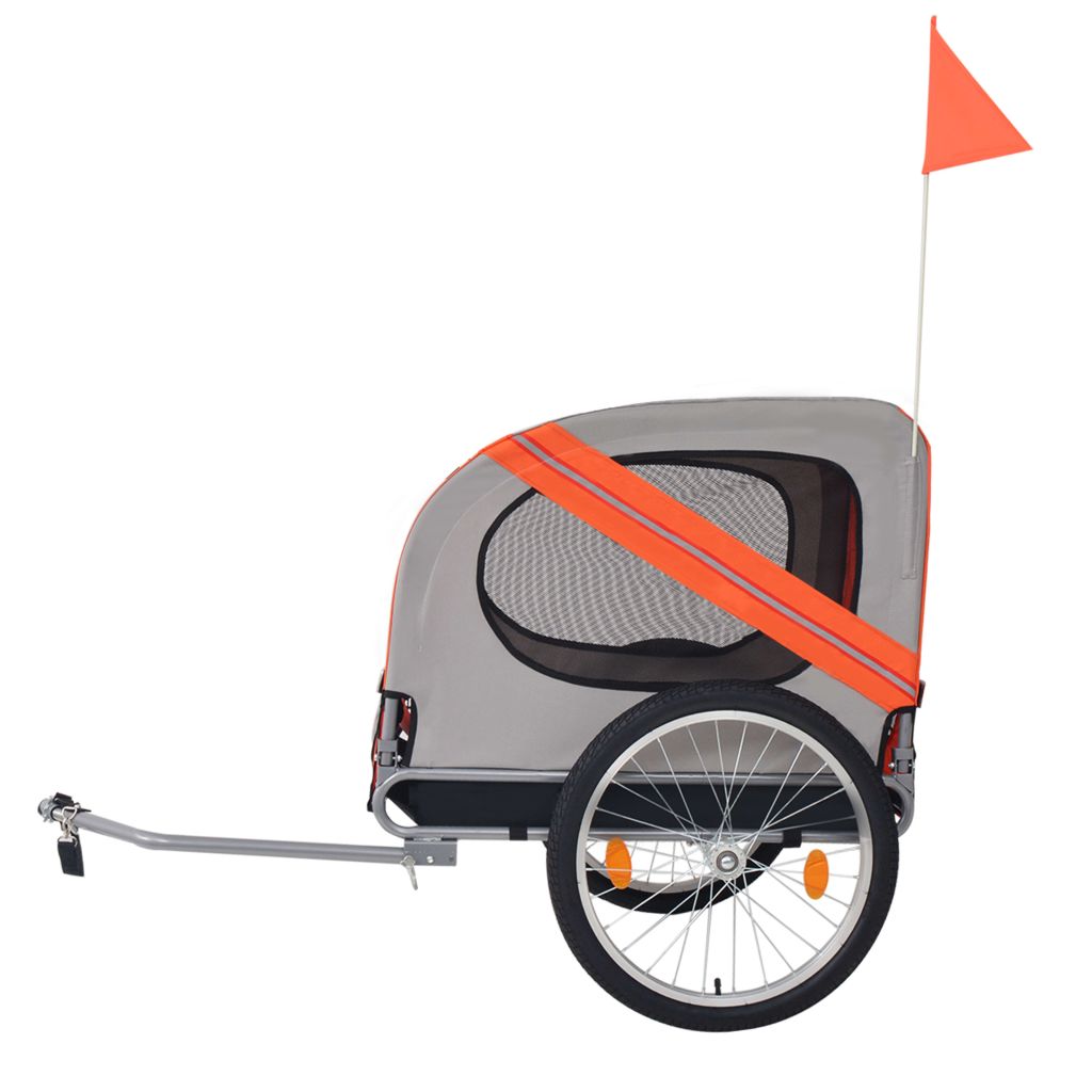 Remorque de vélo pour chiens Orange et gris