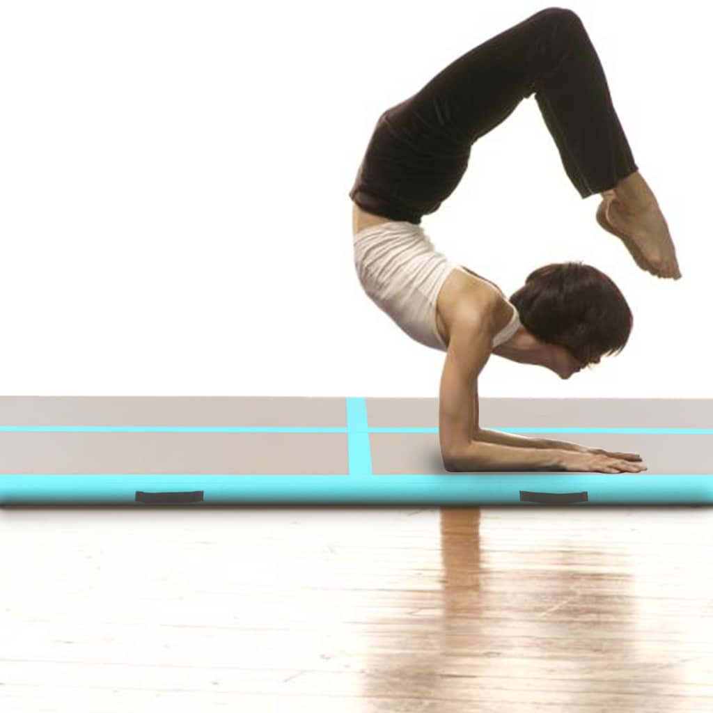 Aufblasbare Gymnastikmatte mit Pumpe 300x100x10 cm PVC Grün 