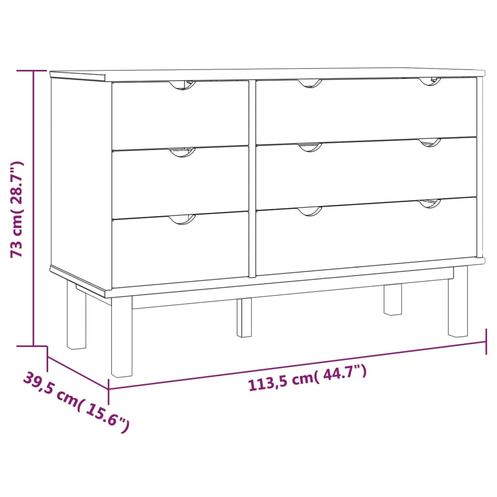 Drawer Cabinet OTTA Brown&Grey 111x43x73.5cm Solid Wood Pine