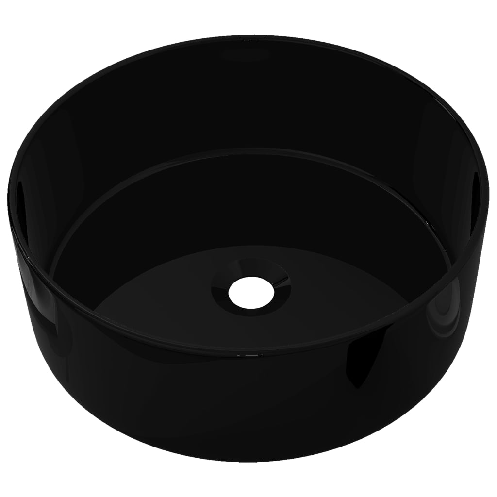 Basin Ceramic Round Black 40x15 cm