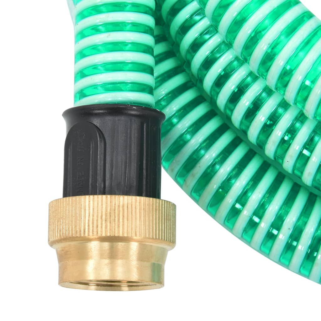 Suction Hose with Brass Connectors Green 1.1" 15 m PVC