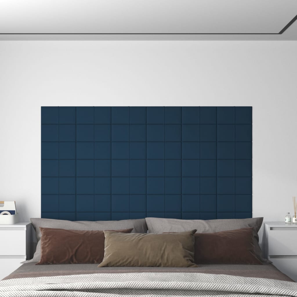 Panneaux muraux 12 pcs Bleu 30x15 cm Velours 0,54 m²