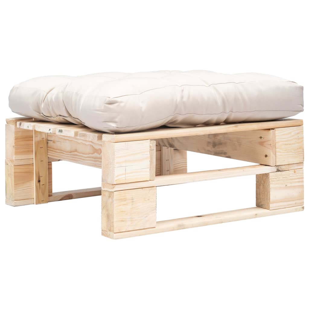 Garden Pallet Ottoman with Sand Cushion Natural Wood