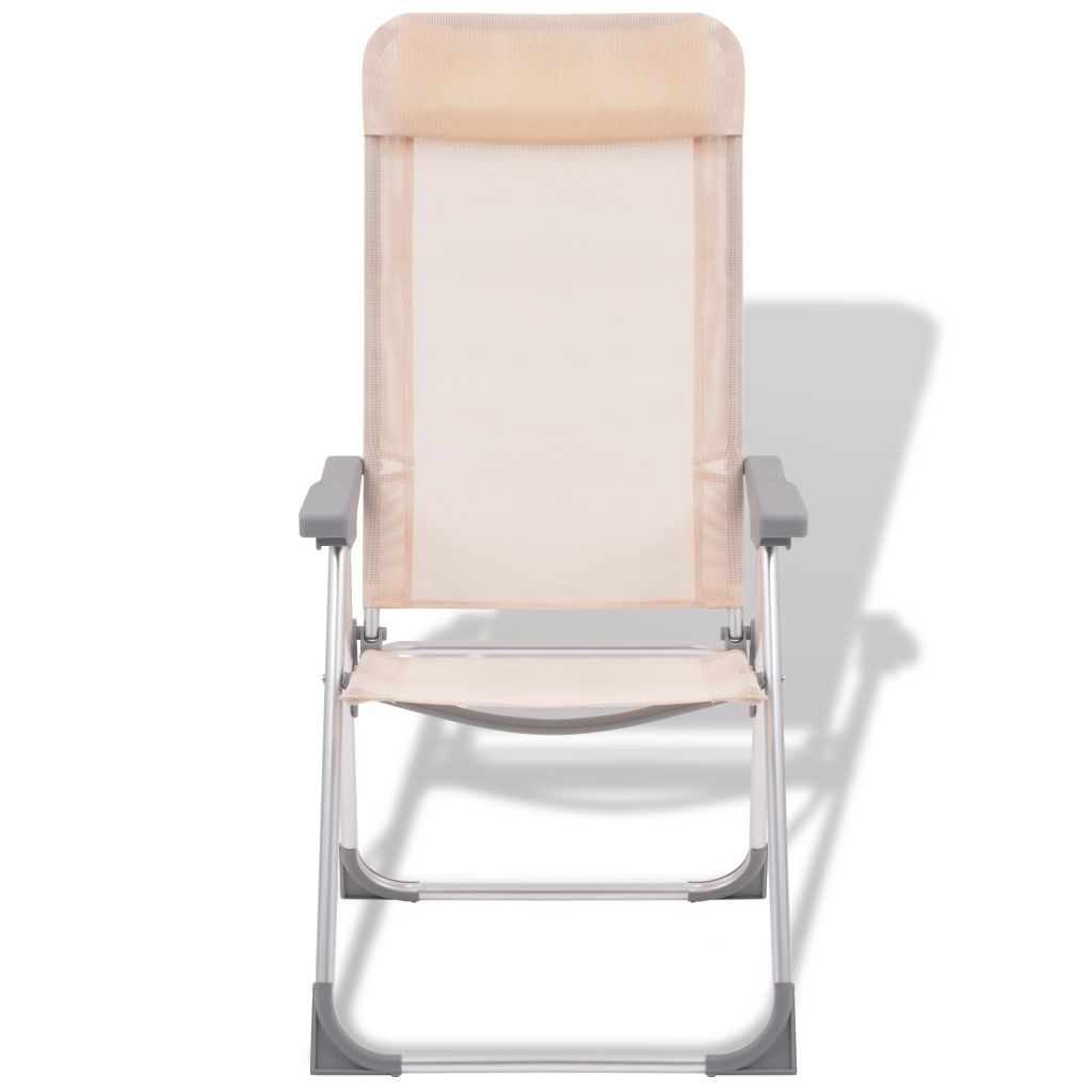 Chaise de camping 2 pcs Crème Aluminium 56 x 60 x 112 cm