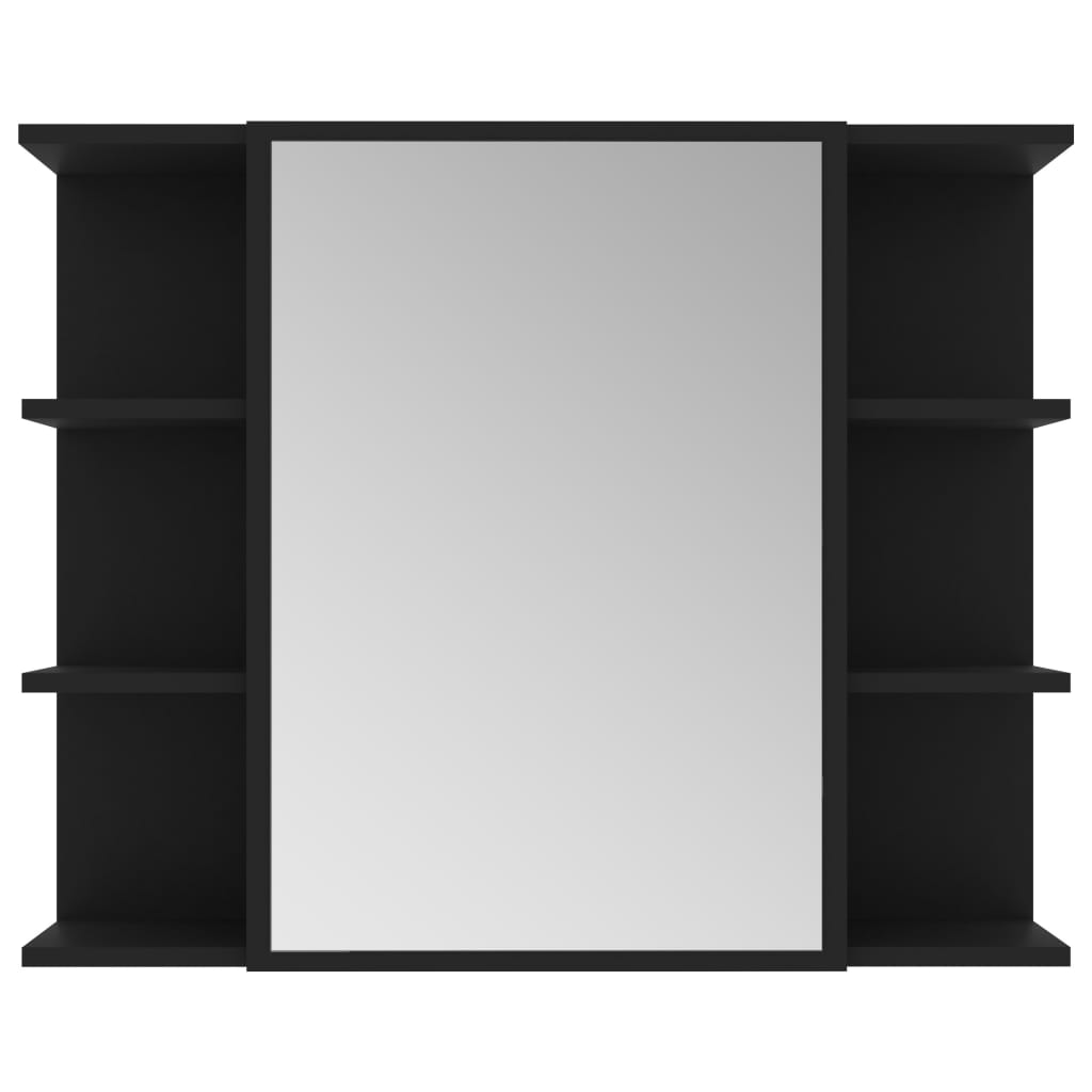 Bathroom Mirror Cabinet Black 80x20.5x64 cm Engineered Wood