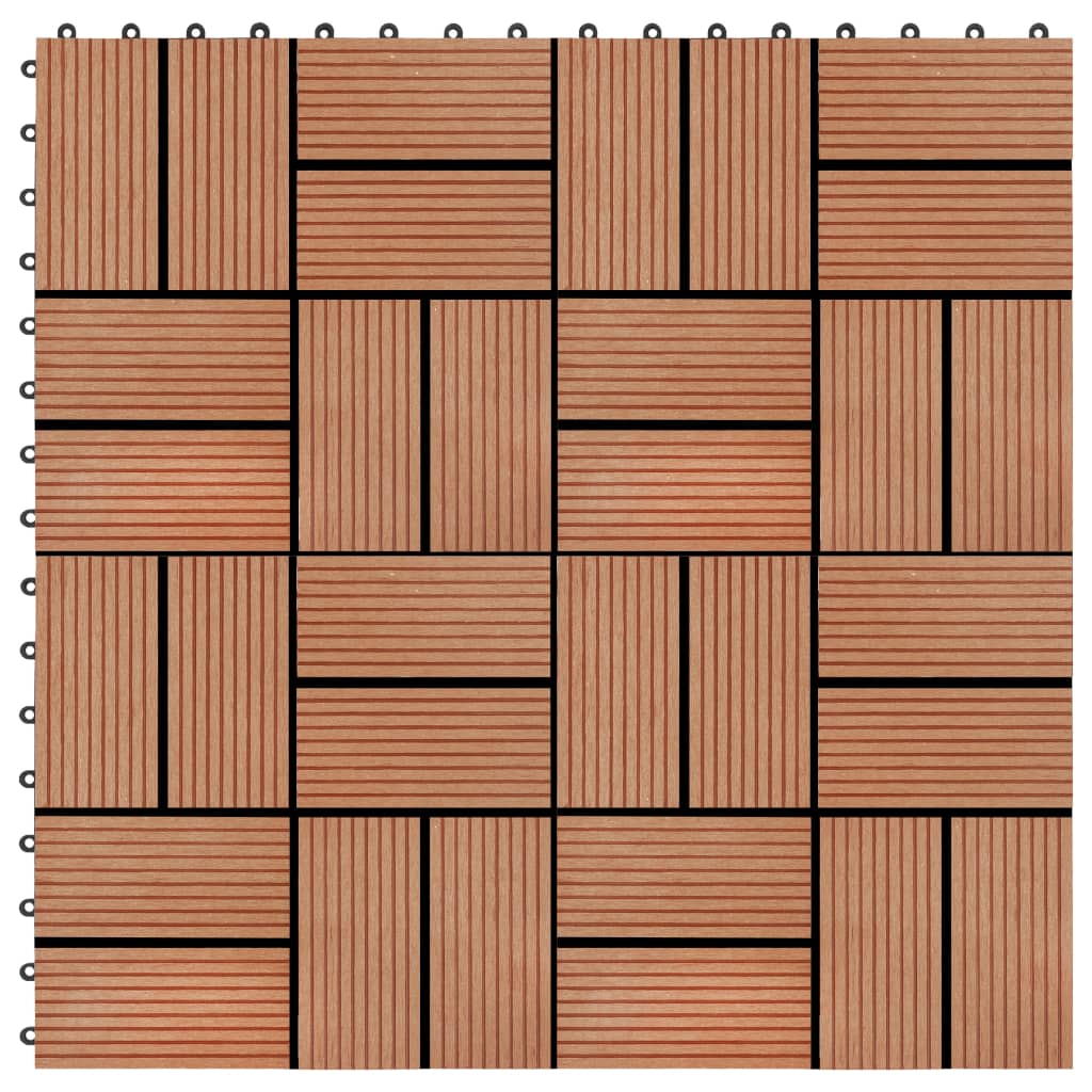 22 pcs Decking Tiles 30x30 cm 2 sqm WPC Teak Colour