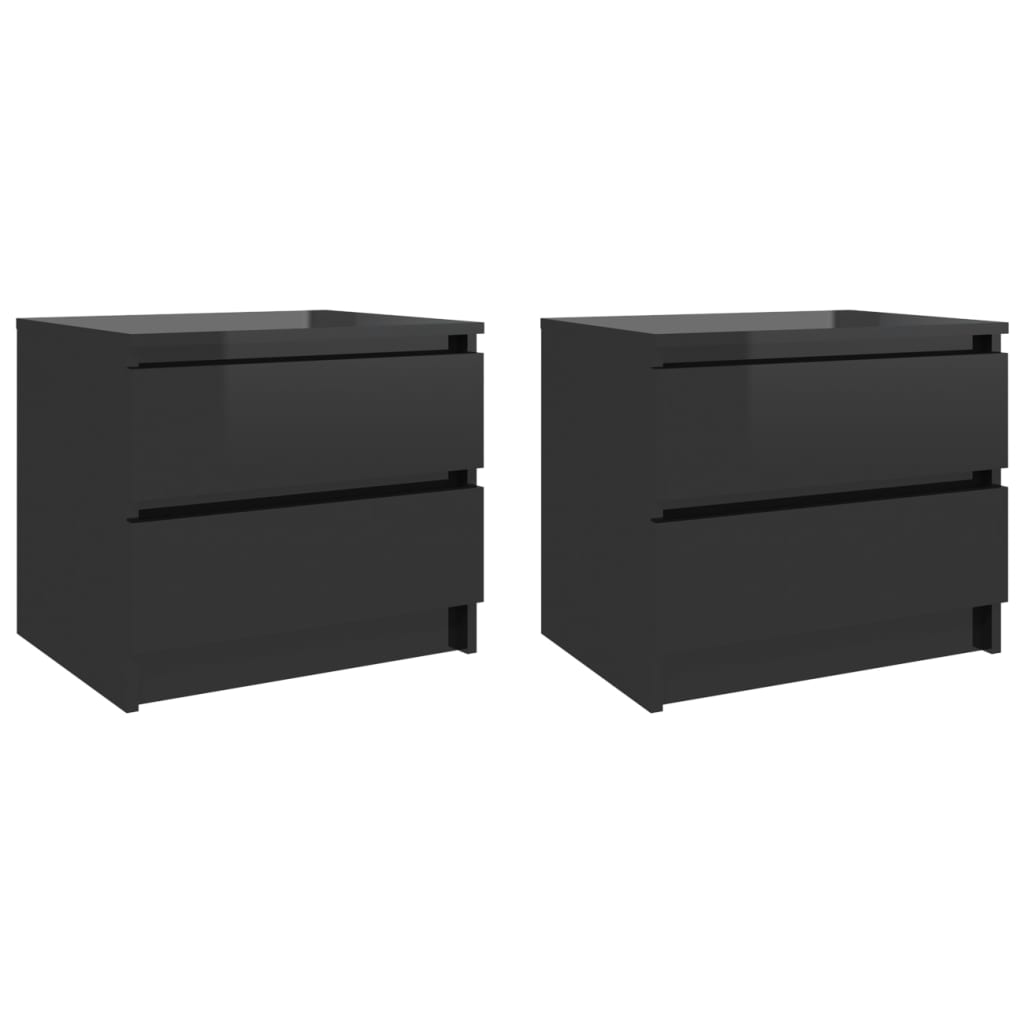 Bed Cabinets 2 pcs High Gloss Black 50x39x43.5 cm Chipboard