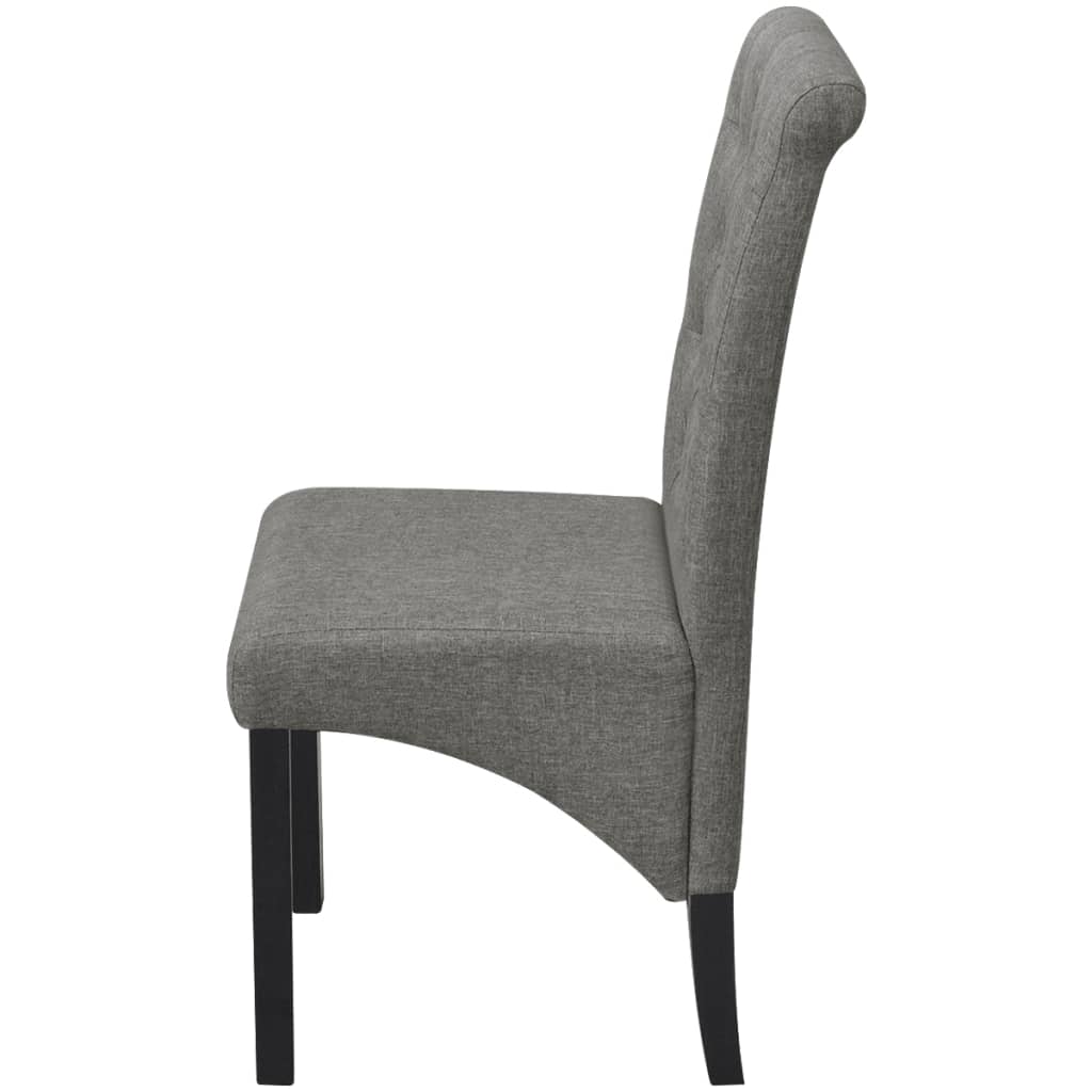 2 Dining Chairs Fabric Upholstery Dark Grey High Back