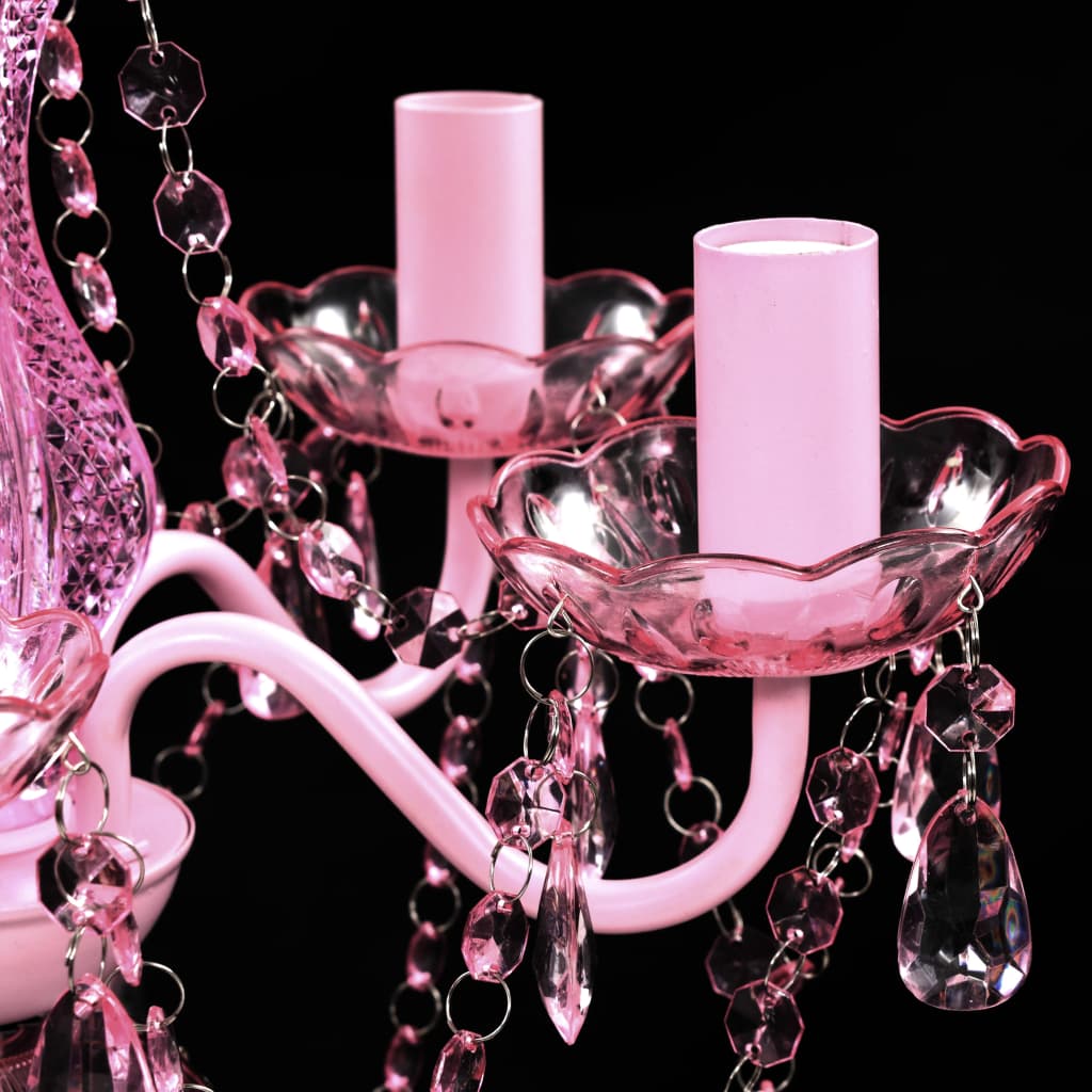 Lustre avec 5 ampoules Crystal rose
