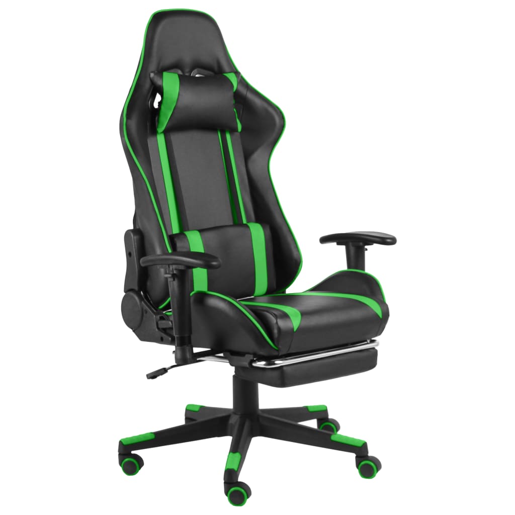 Gaming-Stuhl mit Fussstütze Drehbar Grün PVC