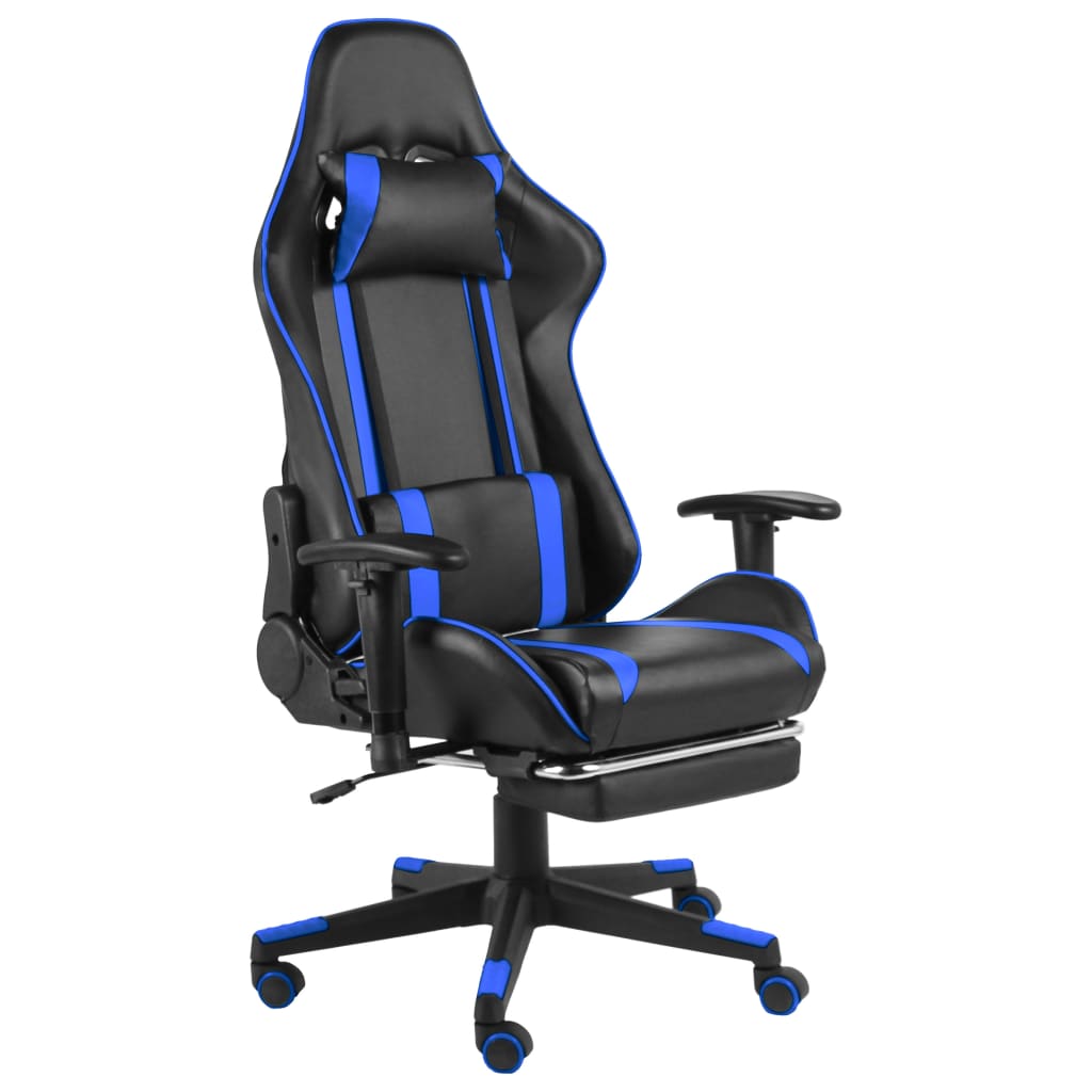 Gaming-Stuhl mit Fussstütze Drehbar Blau PVC