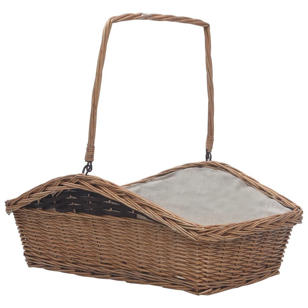 Firewood Basket with Handle 61.5x46.5x58 cm Brown Willow