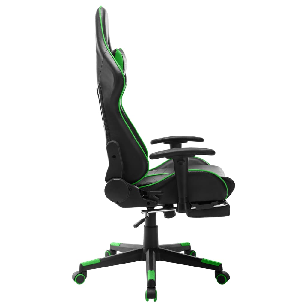 Gaming Chair with Footrest Black and Green Artificial Leather