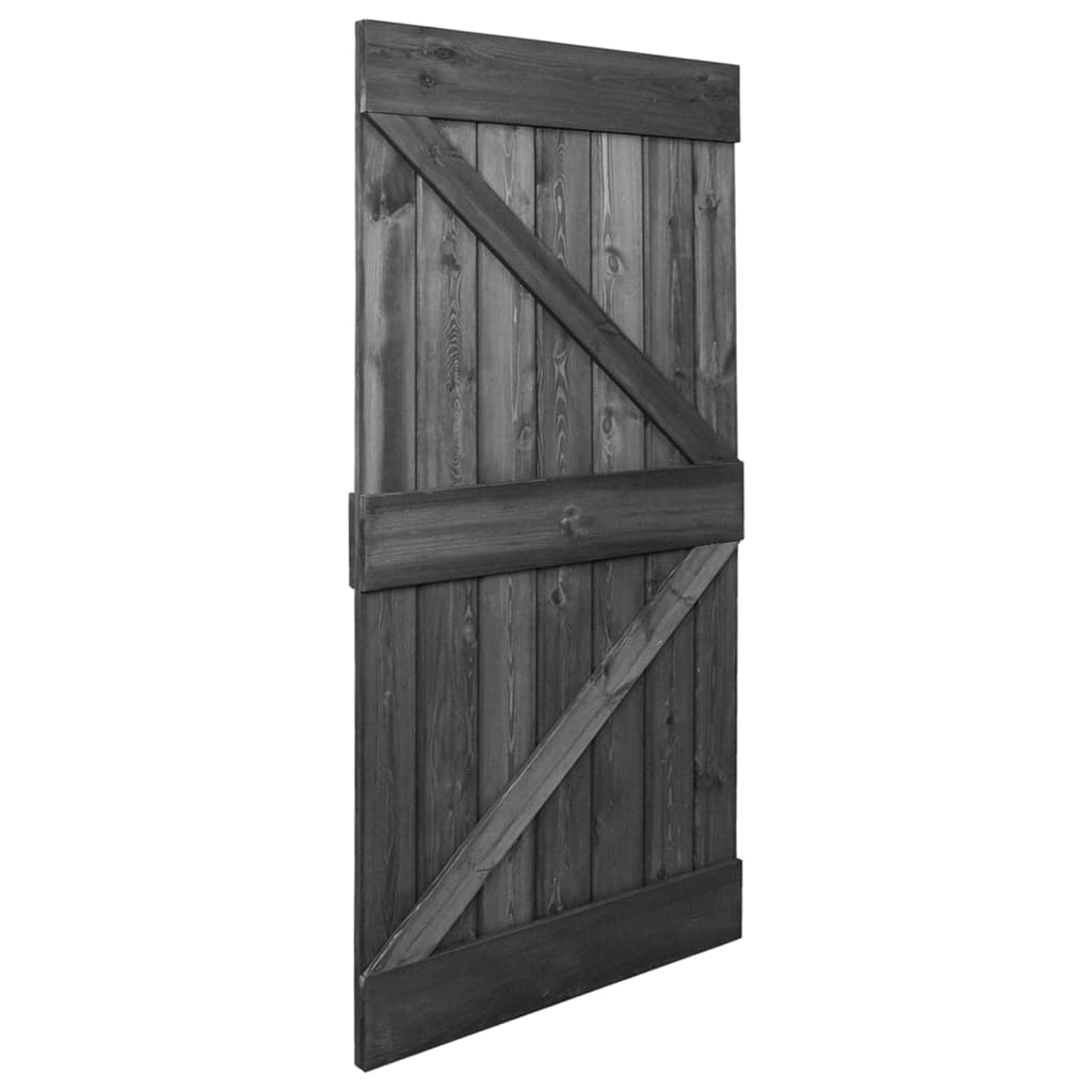 Door 100x210 cm Solid Pine Wood Black