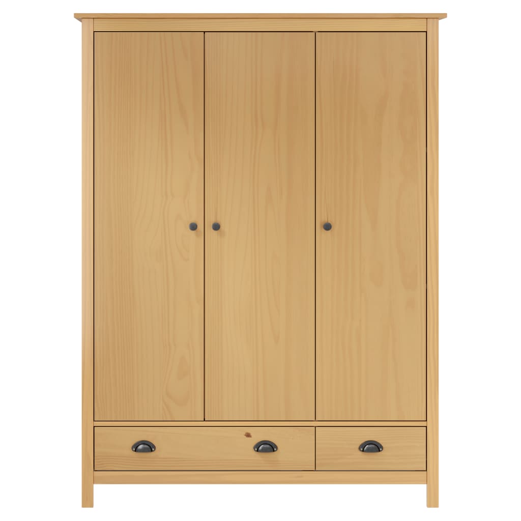 3-Door Wardrobe Hill 127x50x170 cm Solid Pine Wood