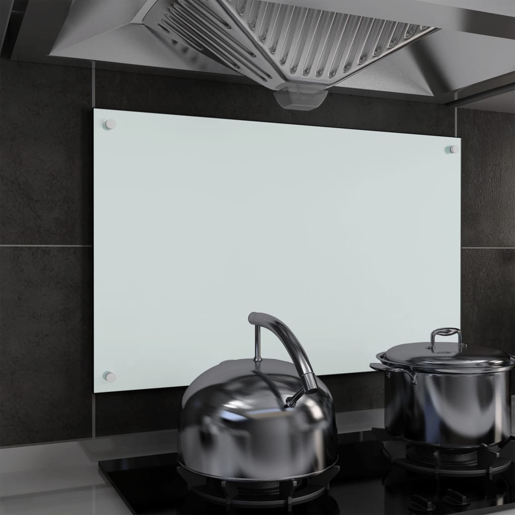  Küchenrückwand Weiss 80x50 cm Hartglas