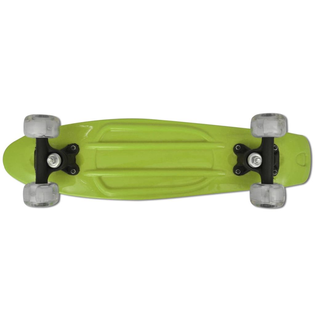 Skateboard, Grün Retro mit LED Rollen