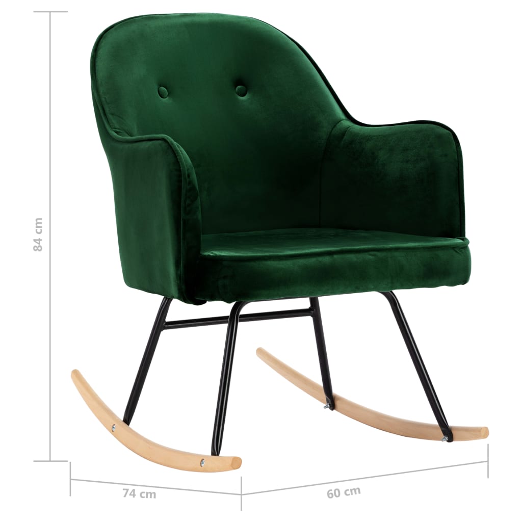 Rocking Chair Dark Green Velvet