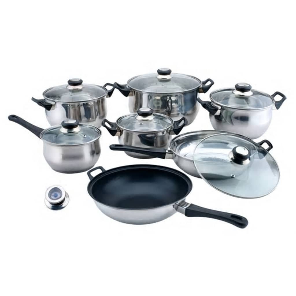 14-piece Stainless Steel Cookware with Wok