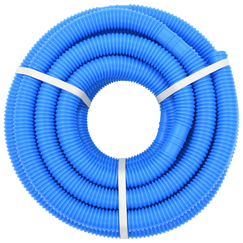 Tuyau de piscine avec colliers de serrage Bleu 38 mm 12 m