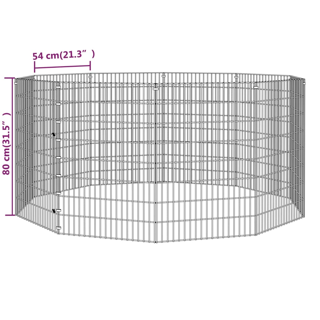 Cage à lapin 10 panneaux 54x80 cm Fer galvanisé