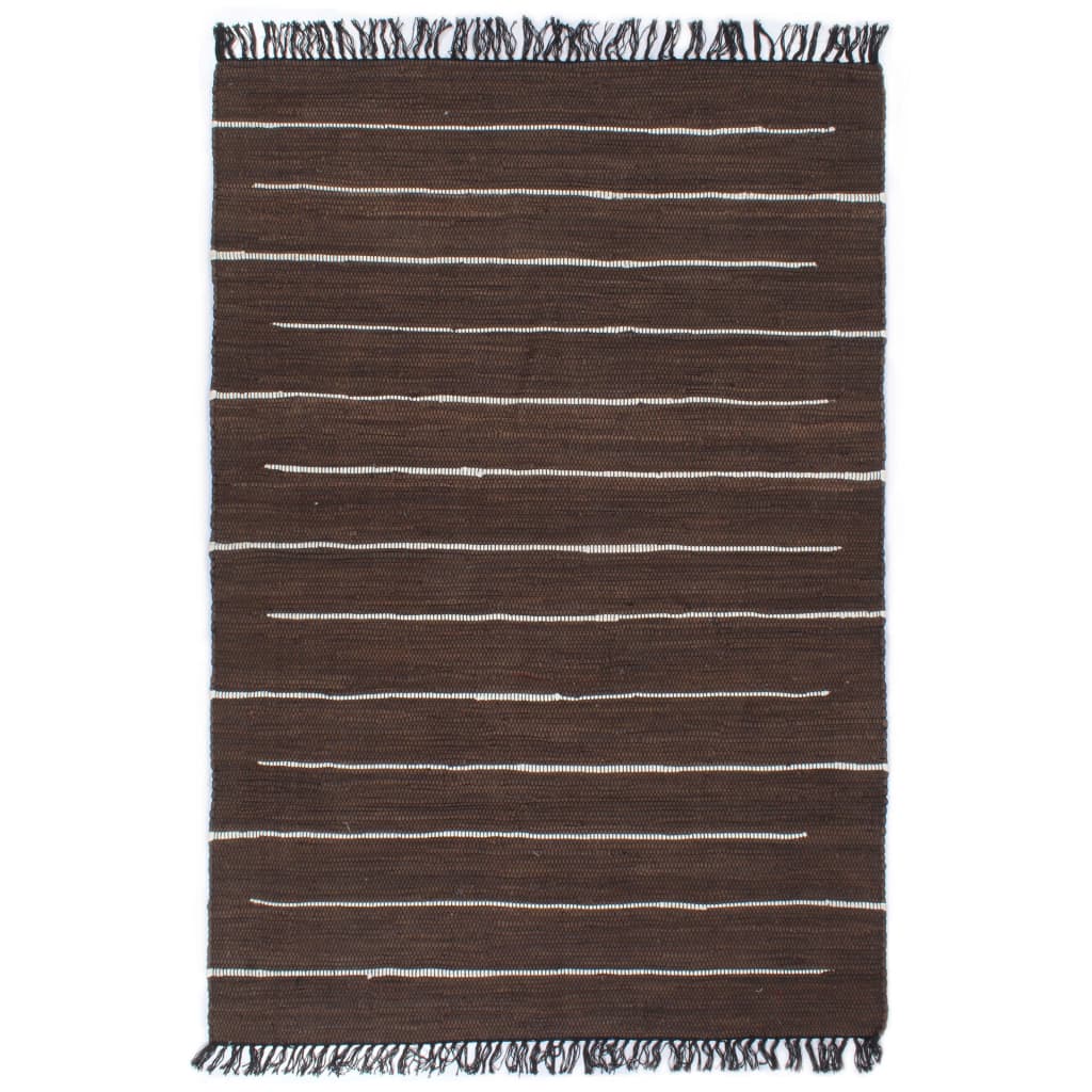 Handgewebter Chindi-Teppich Baumwolle 80x160 cm Braun
